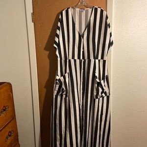 Black/White Striped Maxi Dress